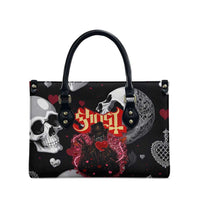 Ghost Valentine Leather Bag with Rockets Skull Heart Pattern