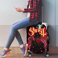Ghost Valentine Luggage Cover with Rockets Skull Heart Pattern