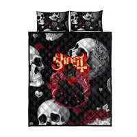 Ghost Valentine Quilt Bed Set with Rockets Skull Heart Pattern