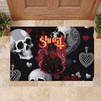 Ghost Valentine Rubber Doormat with Rockets Skull Heart Pattern