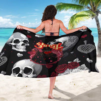 Ghost Valentine Sarong with Rockets Skull Heart Pattern