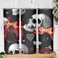 Ghost Valentine Skinny Tumbler with Rockets Skull Heart Pattern