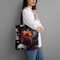 Ghost Valentine Tote Bag with Rockets Skull Heart Pattern
