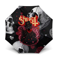 Ghost Valentine Umbrella with Rockets Skull Heart Pattern