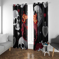 Ghost Valentine Window Curtain with Rockets Skull Heart Pattern