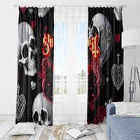 Ghost Valentine Window Curtain with Rockets Skull Heart Pattern