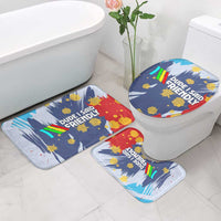 Dude I Said Friendly Graphic Bathroom Set with Gold Paint Splatter and Retro Stripes