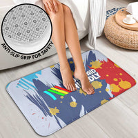 Dude I Said Friendly Graphic Bathroom Set with Gold Paint Splatter and Retro Stripes