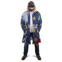 Dude I Said Friendly Graphic Cloak with Gold Paint Splatter and Retro Stripes
