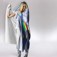 Dude I Said Friendly Graphic Hooded Blanket with Gold Paint Splatter and Retro Stripes