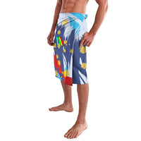 Dude I Said Friendly Graphic Lavalava with Gold Paint Splatter and Retro Stripes