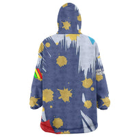 Dude I Said Friendly Graphic Wearable Blanket Hoodie with Gold Paint Splatter and Retro Stripes