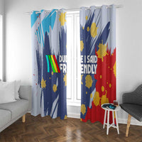 Dude I Said Friendly Graphic Window Curtain with Gold Paint Splatter and Retro Stripes