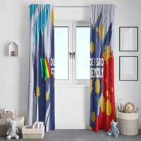 Dude I Said Friendly Graphic Window Curtain with Gold Paint Splatter and Retro Stripes