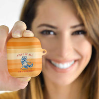 First Of All Raccoon Humor AirPods Case with Vintage Orange Stripes