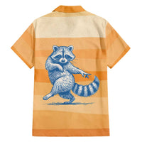 First Of All Raccoon Humor Hawaiian Shirt with Vintage Orange Stripes