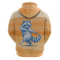 First Of All Raccoon Humor Hoodie with Vintage Orange Stripes