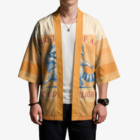 First Of All Raccoon Humor Kimono with Vintage Orange Stripes