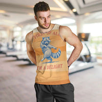 First Of All Raccoon Humor Men Tank Top with Vintage Orange Stripes