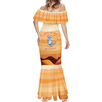 First Of All Raccoon Humor Mermaid Dress with Vintage Orange Stripes