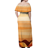 First Of All Raccoon Humor Off Shoulder Maxi Dress with Vintage Orange Stripes