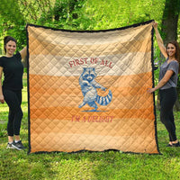 First Of All Raccoon Humor Quilt with Vintage Orange Stripes