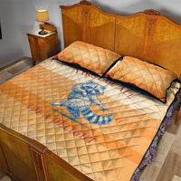 First Of All Raccoon Humor Quilt Bed Set with Vintage Orange Stripes