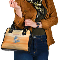 First Of All Raccoon Humor Shoulder Handbag with Vintage Orange Stripes