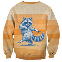 First Of All Raccoon Humor Sweatshirt with Vintage Orange Stripes