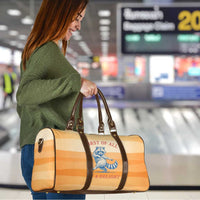 First Of All Raccoon Humor Travel Bag with Vintage Orange Stripes