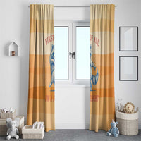 First Of All Raccoon Humor Window Curtain with Vintage Orange Stripes