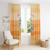 First Of All Raccoon Humor Window Curtain with Vintage Orange Stripes