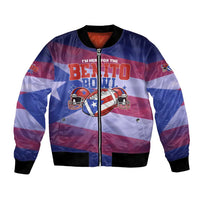 Benito Bowl Fan Gear Bomber Jacket with Puerto Rican Flag Football Graphic