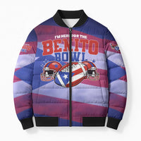 Benito Bowl Fan Gear Bomber Puffer Jacket with Puerto Rican Flag Football Graphic