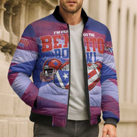 Benito Bowl Fan Gear Bomber Puffer Jacket with Puerto Rican Flag Football Graphic