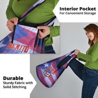 Benito Bowl Fan Gear Grocery Bag with Puerto Rican Flag Football Graphic
