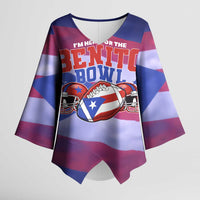 Benito Bowl Fan Gear Kimono Sleeve Blouse with Puerto Rican Flag Football Graphic