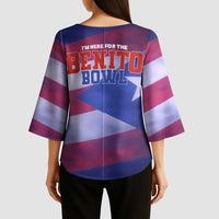 Benito Bowl Fan Gear Kimono Sleeve Blouse with Puerto Rican Flag Football Graphic