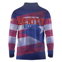 Benito Bowl Fan Gear Long Sleeve Polo Shirt with Puerto Rican Flag Football Graphic
