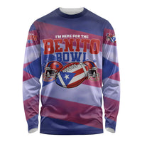 Benito Bowl Fan Gear Long Sleeve Shirt with Puerto Rican Flag Football Graphic