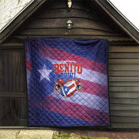 Benito Bowl Fan Gear Quilt with Puerto Rican Flag Football Graphic