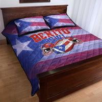 Benito Bowl Fan Gear Quilt Bed Set with Puerto Rican Flag Football Graphic
