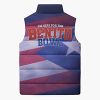 Benito Bowl Fan Gear Sleeveless Puffer Jacket with Puerto Rican Flag Football Graphic