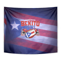 Benito Bowl Fan Gear Tapestry with Puerto Rican Flag Football Graphic