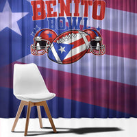 Benito Bowl Fan Gear Window Curtain with Puerto Rican Flag Football Graphic