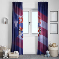 Benito Bowl Fan Gear Window Curtain with Puerto Rican Flag Football Graphic