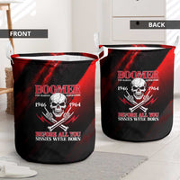Boomer Generation Laundry Basket with Skull Crossbones and Grunge Streak Pattern