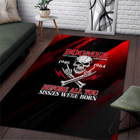 Boomer Generation Area Rug with Skull Crossbones and Grunge Streak Pattern