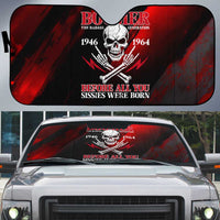 Boomer Generation Auto Sun Shade with Skull Crossbones and Grunge Streak Pattern