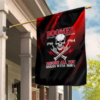 Boomer Generation Garden Flag with Skull Crossbones and Grunge Streak Pattern